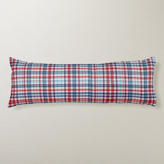 , geplakt rood wit blauw patroon lichaamskussen (Voorkant)
