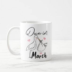 Gepland in maart Cute zwaan die een grappige nieuw Koffiemok