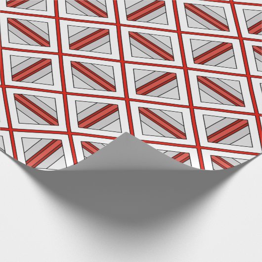 Gepland in rood, wit en grijs cadeaupapier (Hoek)