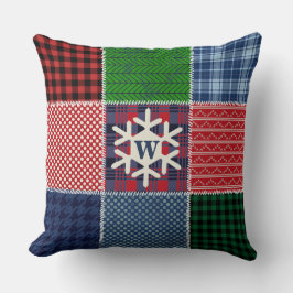 Gepland patchwerk Monogrammed Snowflake Quilt Desi Kussen
