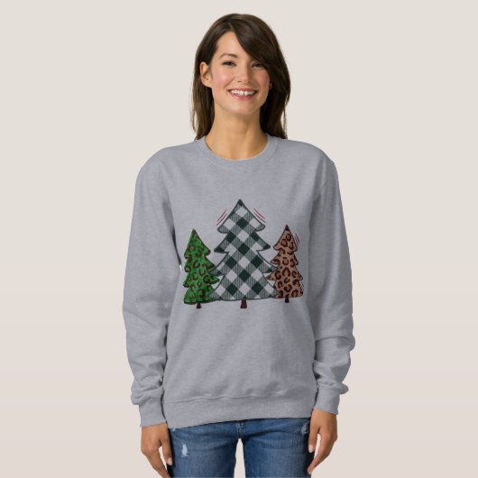 Gepland rood met groene kerstbomen trui (Voorkant volledig)