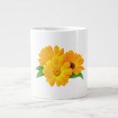 Geplande calendula bloemen grote koffiekop (Voorkant)
