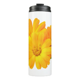 Geplande calendula bloemen thermosbeker