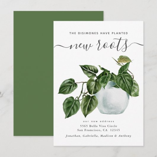 Geplande nieuwe Waterverf Plant van wortels Bewege Aankondiging (Voorkant / Achterkant)