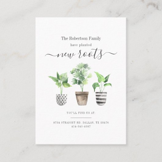 Geplande Nieuwe wortels Nieuw Adres Bewegende Aank Visitekaartje (Voorkant)