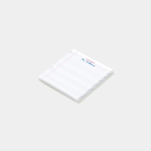 Geplande papieren look Teacher Post-it Notes (Schuin)