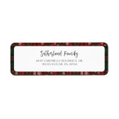 Geplay rood groen script sneeuwvlokken retouradres etiket (Voorkant)