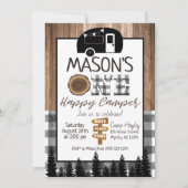 Gepleekt zwart-wit één Happy Camper Boy Camping Kaart (Voorkant)