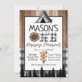 Gepleekt zwart-wit één Happy Camper Boy Camping Kaart (Voorkant)