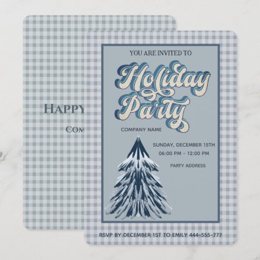 Geplepeerd dusty blue-party kaart (Voorkant / Achterkant)