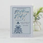 Geplepeerd dusty blue-party kaart (Staand voorkant)