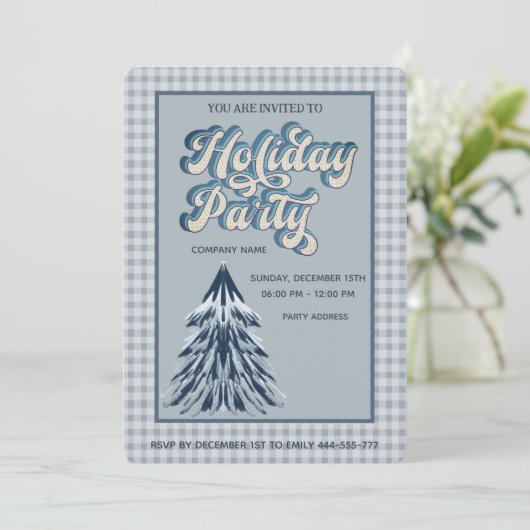 Geplepeerd dusty blue-party kaart (Staand voorkant)