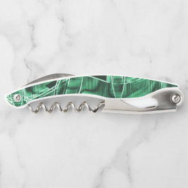 Geplette en overlappende groene acryltapecutouts kurkentrekker