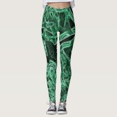 Geplette en overlappende groene acryltapecutouts leggings (Voorkant)