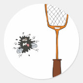 Geplette Vlieg en Vliegenklapper Dode Bug Humor Ronde Sticker (Voorkant)