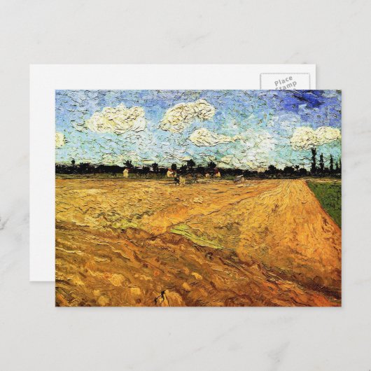 Geploegd veld (de Furrows) van Vincent van Gogh Briefkaart (Voorkant / Achterkant)