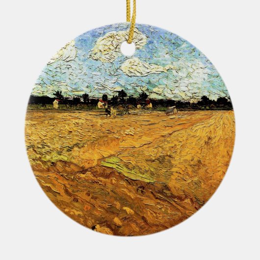 Geploegd veld (de Furrows) van Vincent van Gogh Keramisch Ornament (Voorkant)