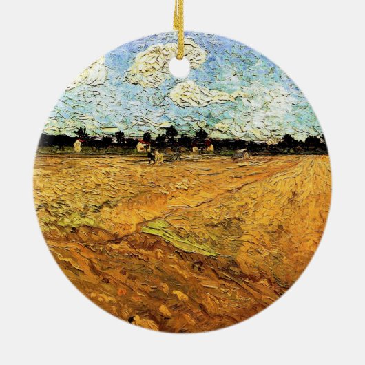Geploegd veld (de Furrows) van Vincent van Gogh Keramisch Ornament (Achterkant)