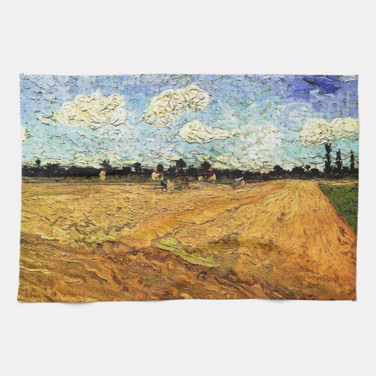 Geploegd veld (de Furrows) van Vincent van Gogh Theedoek (Horizontaal)