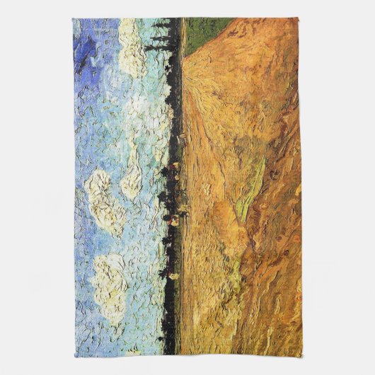 Geploegd veld (de Furrows) van Vincent van Gogh Theedoek (Verticaal)