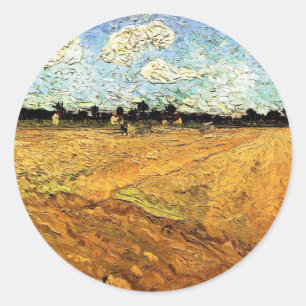 Geploegde akker (de voren) door Vincent van Gogh Ronde Sticker