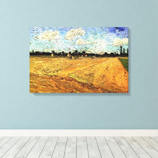 Geploegde Akker (de Voren) van Vincent van Gogh Canvas Afdruk (Insitu (Houten vloer))