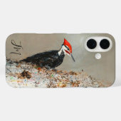 Geplooide specht Birdwatch Monogram Initiaal Case-Mate iPhone Case (Achterkant (horizontaal))