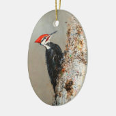 Geplooide specht vogel schilderij jaar Kerstmis Keramisch Ornament (Links)