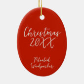 Geplooide specht vogel schilderij jaar Kerstmis Keramisch Ornament (Achterkant)