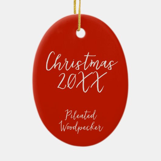 Geplooide specht vogel schilderij jaar Kerstmis Keramisch Ornament (Achterkant)