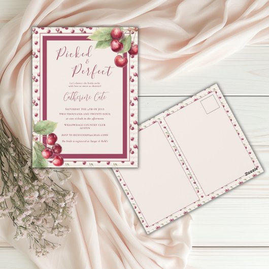 Geplukt & Perfecte Zoete Kers Bruiloft Feest Briefkaart