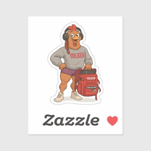 Geplukte Gymkip – Grappige Kip Fitness Workout Sticker (Vel)