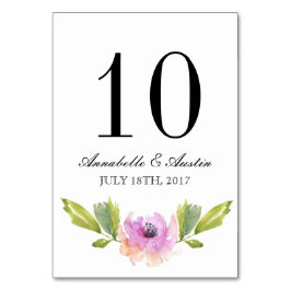 gepoetste bloemen | Waterverf Trouwtafel Kaart