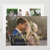 Gepoetste kalligrafie Bedankt Card Faux Gold (Voorkant / Achterkant)