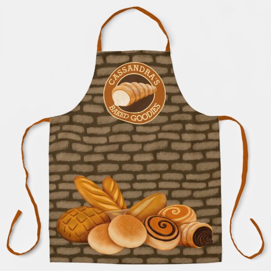 Gepofte Goodies Bread Baker's Logo gekleurde stene Schort (Voorkant)