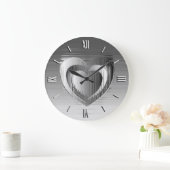 Gepolijst chroomhart grote klok (Huis)