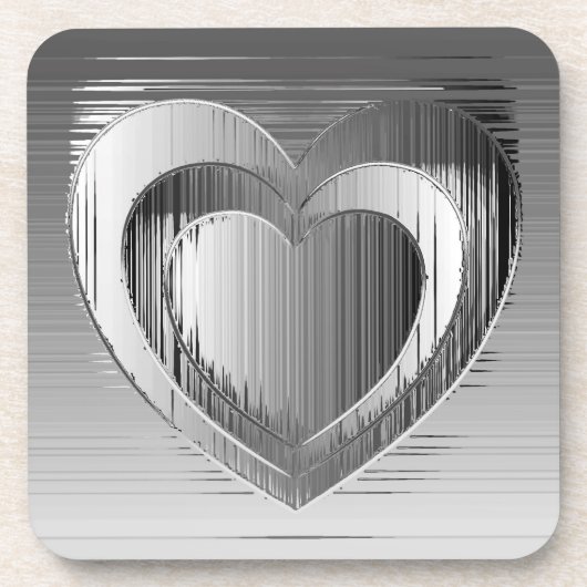 Gepolijst chroomharten bier onderzetter (Voorkant)