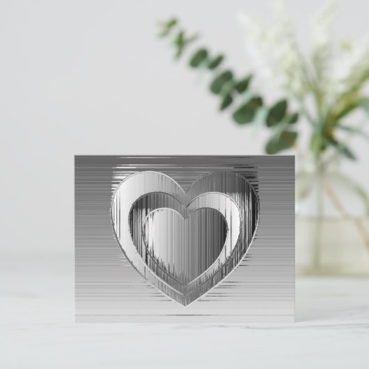 Gepolijst chroomharten briefkaart (Staand voorkant)