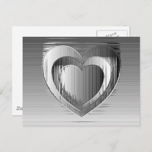 Gepolijst chroomharten briefkaart (Voorkant / Achterkant)