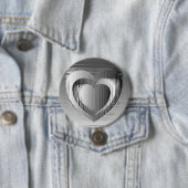 Gepolijst chroomharten ronde button 7,6 cm (In situ)