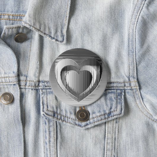 Gepolijst chroomharten ronde button 7,6 cm (In situ)