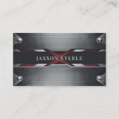 Gepolijst geborsteld metaal en rood bedrijf visitekaartje (Voorkant)