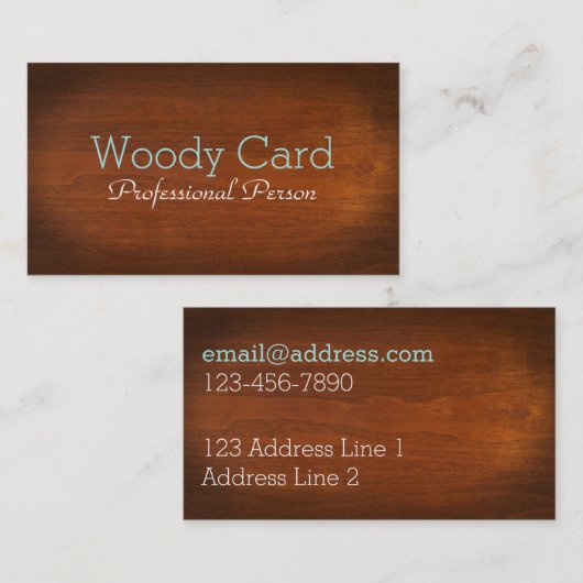 Gepolijst hout visitekaartje (Voorkant / Achterkant)