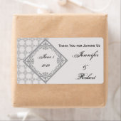 Gepolijst Monogram gepareld grijs water fles label (Insitu)