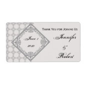 Gepolijst Monogram gepareld grijs water fles label (Voorkant)