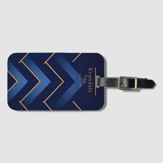Gepolijst Navy Goud Chevron Persoonlijk Bagagelabel (Voorkant (horizontaal))