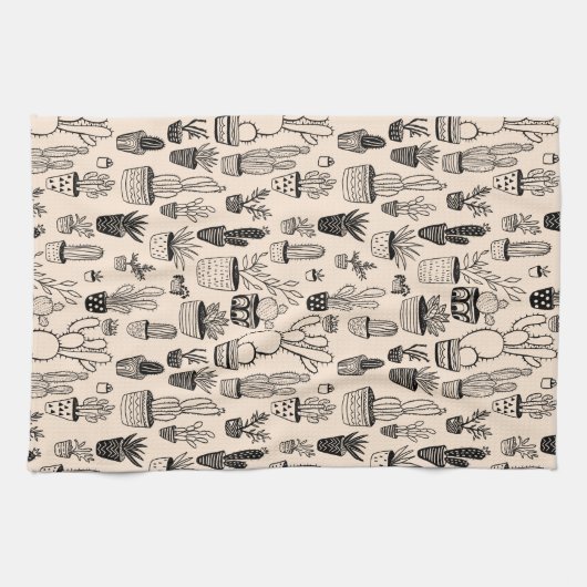 Gepolijst Plant Cacti Succulents Handgemaakte patr Theedoek (Horizontaal)