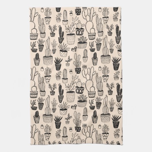 Gepolijst Plant Cacti Succulents Handgemaakte patr Theedoek (Verticaal)