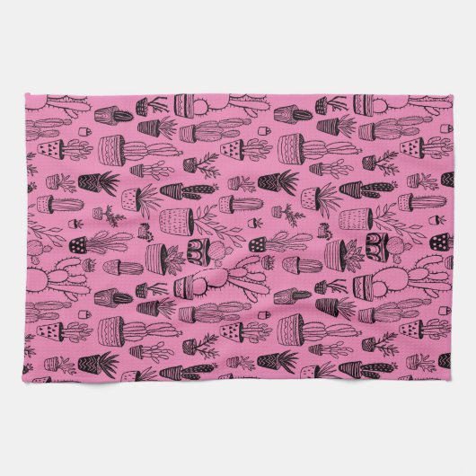 Gepolijst Plant Cacti Succulents Handgemaakte patr Theedoek (Horizontaal)