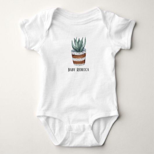 Gepolijst Succulent Houseplant Custom Baby Bodysui Romper (Voorkant)